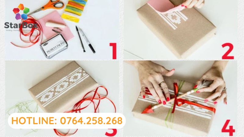 Cách gói hộp quà noel chi tiết
